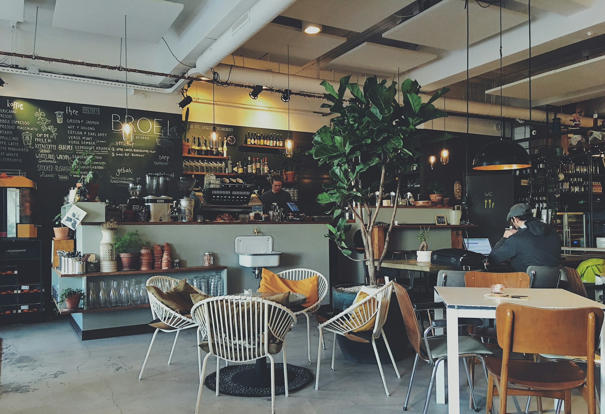 Warm interior of Isaiah Café in Calgary
